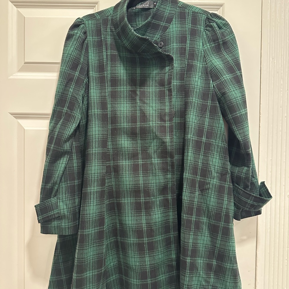 Chicwish Black and Green Plaid Jacket